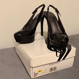Nine West Black Women's Platform Slingback Heels